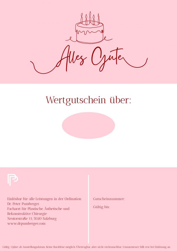 Wertgutschein "Alles Gute" Pink
